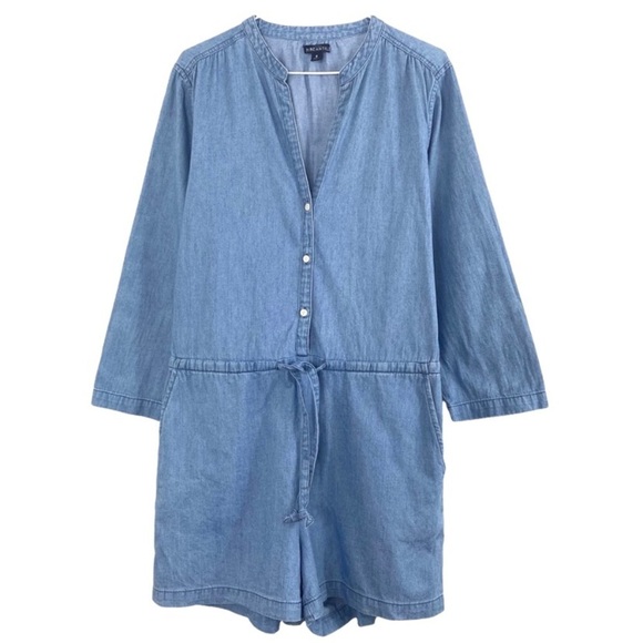 MERCANTILE J.Crew Chambray Denim Romper in Blue Size 8 Style #L0482 - Picture 2 of 6